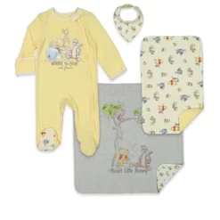 Disney Winnie The Pooh,Lion King,Pixar Monsters Inc.,Princess Baby Sleep N' Play Coverall Bib Blanket And Burp Cloth 4 Piece Outfit Set Newborn -Family Style Shop GUEST e4bf2144 3885 4789 9c81 a644e33057f2