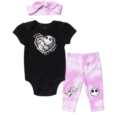 Disney Nightmare Before Christmas Zero Sally Jack Skellington Baby Girls Bodysuit Pants And Headband 3 Piece Outfit Set Newborn To Infant 11 Disney Nightmare Before Christmas Zero Sally Jack Skellington Baby Girls Bodysuit Pants And Headband 3 Piece Outfit Set Newborn To Infant - Image 9