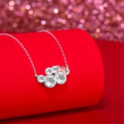 Disney Women's Mickey And Minnie Mouse Silver Plated Crystal Necklace, 16" + 2" -Family Style Shop GUEST e8c1bed2 de32 4715 9753 32d1a41a4309