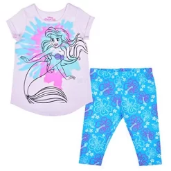 Girl's 2-Pack Disney Princess Ariel, The Little Mermaid Short Sleeve Graphic Tee And Floral Capri Legging Pants For Toddler -Family Style Shop GUEST ea107c85 5bca 444a 9d2c 46453910137c