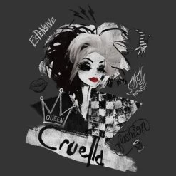 Disney Men's Cruella Fashion Sketch T-Shirt - Charcoal Heather - 1X Big Tall