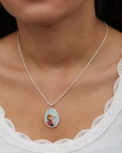 Disney Frozen Sisters Elsa And Anna Silver Plated Pendant Necklace, 18"