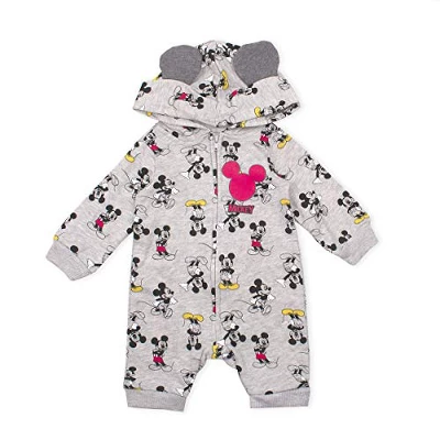 Disney Baby Boy's Mickey Mouse Graphic Printed Long Sleeve Zip Up Jumpsuit Coverall With Hood And 3D Ears For Infant 6 Disney Baby Boy's Mickey Mouse Graphic Printed Long Sleeve Zip Up Jumpsuit Coverall With Hood And 3D Ears For Infant - Image 4