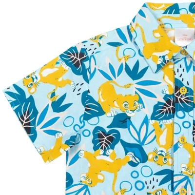 Disney Lilo & Stitch Mickey Mouse Lion King Simba Hawaiian Blue Button Down Shirt Little Kid To Big Kid 9 Disney Lilo & Stitch Mickey Mouse Lion King Simba Hawaiian Blue Button Down Shirt Little Kid To Big Kid - Image 7