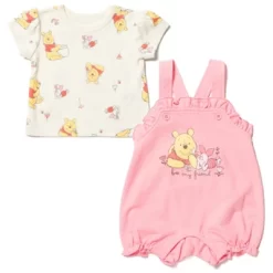 Disney Winnie The Pooh Minnie Mouse Piglet Baby Girls French Terry Short Overalls And T-Shirt Newborn To Infant -Family Style Shop GUEST f41c067a e71e 445e 8281 6b8668ee3e38
