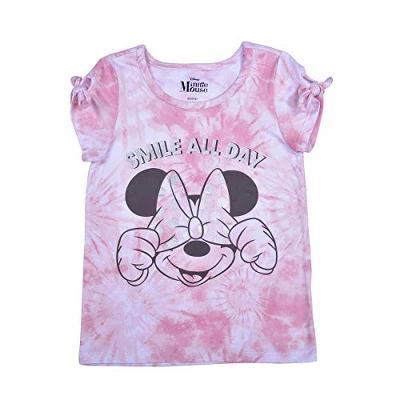 Disney Girl's Minnie Mouse Smile All Day Glitter Print Tie Dye Graphic Tee For Kids 4 Disney Girl's Minnie Mouse Smile All Day Glitter Print Tie Dye Graphic Tee For Kids - Image 2