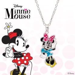 Disney Classic Womens Minnie Mouse Silver Plated Pendant Necklace With Crystal Bow -Family Style Shop GUEST f824174d 2af4 498f 9b99 9ad20c11e96e