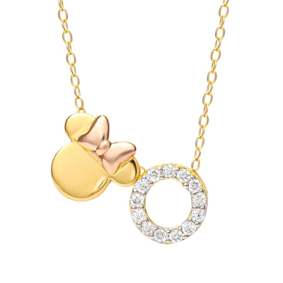 Disney Minnie Mouse Sterling Silver Gold Plated Cubic Zirconia Initial Pendant Necklace, 18" 19 Disney Minnie Mouse Sterling Silver Gold Plated Cubic Zirconia Initial Pendant Necklace, 18" - Image 17