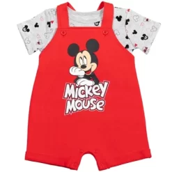 Disney Mickey Mouse Baby French Terry Short Overalls T-Shirt And Hat 3 Piece Outfit Set Newborn To Infant -Family Style Shop GUEST f9ff1c21 12a2 4bfe bac0 5e9af1f07019