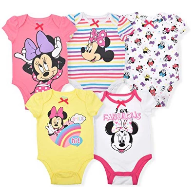 Disney Girl's 5-Pack Minnie Mouse Graphic Baby Bodysuit Creeper Set For Infant 8 Disney Girl's 5-Pack Minnie Mouse Graphic Baby Bodysuit Creeper Set For Infant - Image 6