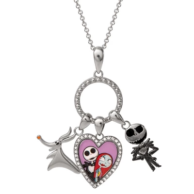 Disney The Nightmare Before Christmas Womens Jack And Sally Pendant Necklace With Charms 3 Disney The Nightmare Before Christmas Womens Jack And Sally Pendant Necklace With Charms